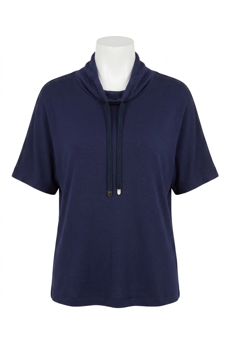 NEW TRIBAL funnel neck top in navy